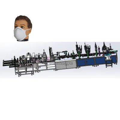 Chuangyu Fully Automatic Cup Mask Machine N95 FFP2 FFP3 Line PLC Control 15-18pcs/min Non-Woven Fabrics 1-Year Warranty