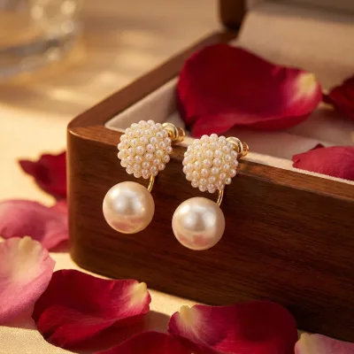 Daidan Ladies Earrings Wholesale Environmental Brass Elegant Ear Jackets Pearl Dangle Earrings