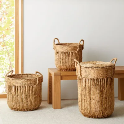 Best Sell Natural Seagrass Woven Straw Baskets China Weaved Laundry Hamper Baskets Other for Clothing Storage Wholesale Product