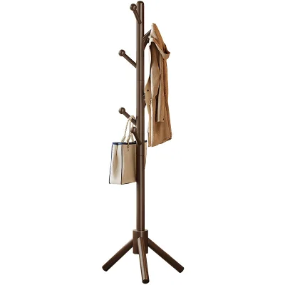 Solid Wood Floor-Standing Coat Rack for Bedroom Wardrobe Simple Home Vertical Rental House Clothes Rail Shoes Use Wholesale