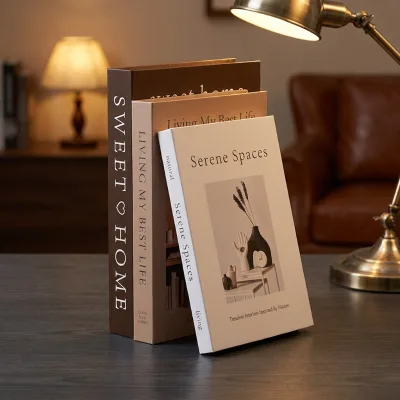 Contemporary Linen Cover Simulation Book Storage Box Decor Faux Book for Luxury Home Curated Display