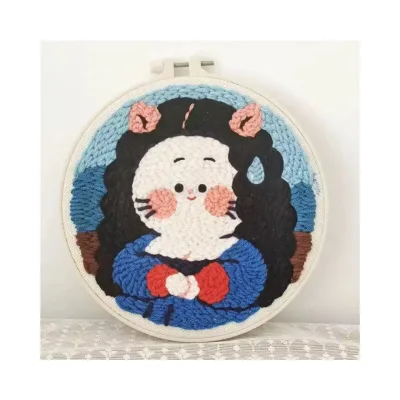 Creative DIY Punch Embroidery Kits for Beginners Stress Relieving Toys Flower and Little Girl Pattern