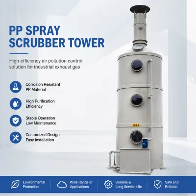 High-quality Factory Made China PP Material Industrial Waste Gas Wet Scrubber Spray Tower Pump Core 0.8 Purify Efficiency