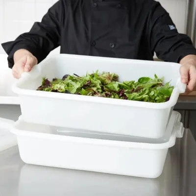 Wholesale Heavy Duty PP Stackable Utility Tote Box Food Grade Dish Bin Commercial Restaurant Kitchen Hotel Custom 20-35L