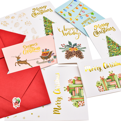 Merry Christmas Greeting Card with Envelope Handwritten Blessing Invitation Decoration Party Supplies