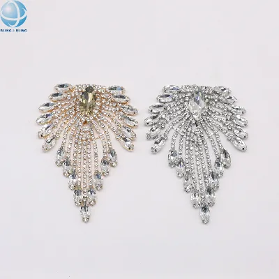 Factory Crystal Tassel Applique Trimming Sewing Rhinestone Patch for Clothing Shoulder Decor
