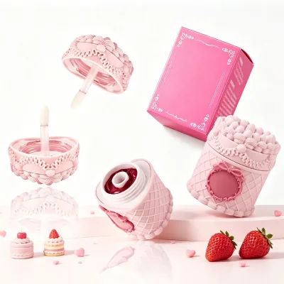 Wholesale Cute Cake Shape Lip Mud Vitamin E No Logo Private Label Matte Velvet Lip Cheek Tint Mineral Lip Gloss