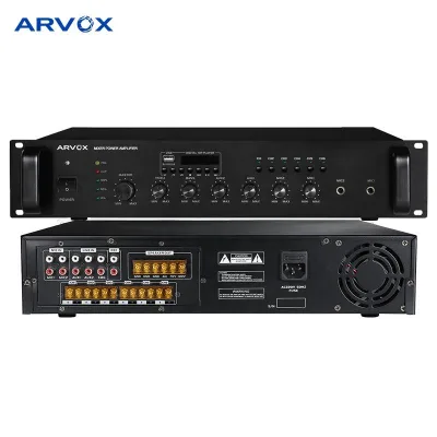 240W 2U Mixer Amplifier 6-Zone Control Sound System BT 5.0 Wireless USB Playback 70V Mixer Amplifier for Commercial Use