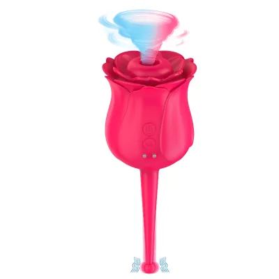 Rechargeable Rose Shape Vibration Silicone Rose Red Clitoral Suction Sex Toys for Women