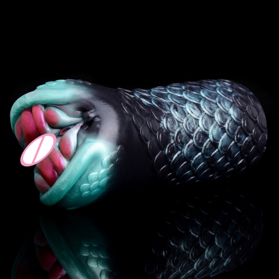 FAAK Black Monster Male Masturbator Artificial Vagina for Men Masturbation Liquid Silicone Sex Toys