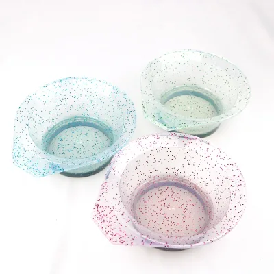 3 Colors Glitter Professional Hair Dye Bowl Mixing Tint Bowl Hair Coloring Mixing Suction Bowl Hairdressing Tool