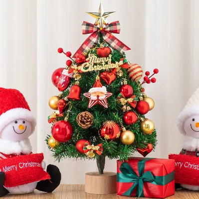 Christmas High-end Boutique DIY Desktop Small Tree 45/60 cm Bow Star Topper PVC Material Home Photography Decoration