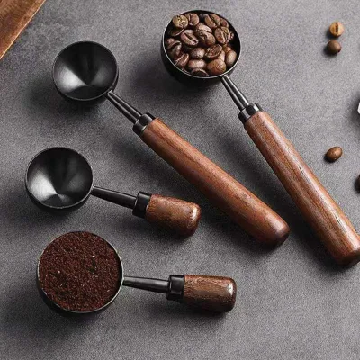 2024 15ml Tools Accessories Measuring Logo Spoon Bamboo Stainless Steel Wooden Coffee Scoop