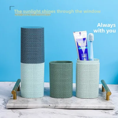 Plastic Travel Dental Care Set with Mouthwash Cup Toothbrush Holder & Case-Portable Household Storage