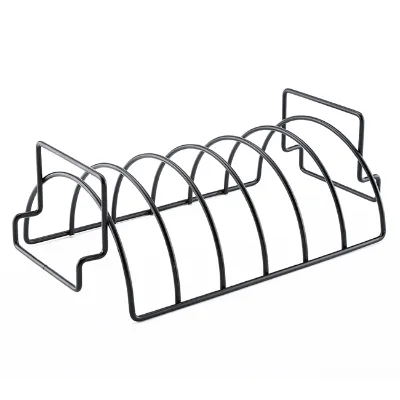 Hot Selling 6-Rib Non-Stick Steel Load BBQ Rib Rack/Chicken Rack Portable Outdoor Grill Accessory