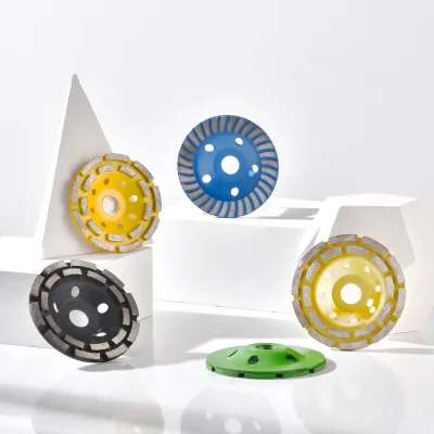 DELUN 125mm Grinding Wheel Factory Pcd Double Row Diamond Cup Diamond Cup Wheel 5 Turbo Diamond Wheel Cup for Granite