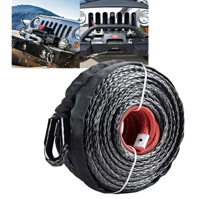 25m 12000LB Synthetic Gray Emergency Winch Rope ATV UTV Off-Road Car Wash Maintenance String Cable Sheath String Line Winch Rope