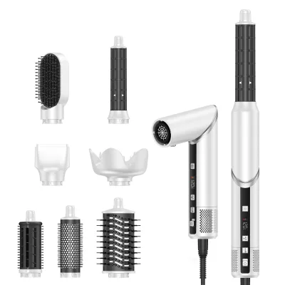 1300W 8 in 1 Folding Multi Function Hair Styler White Gold Flower Diffuser With Negative Ion Protection Tech