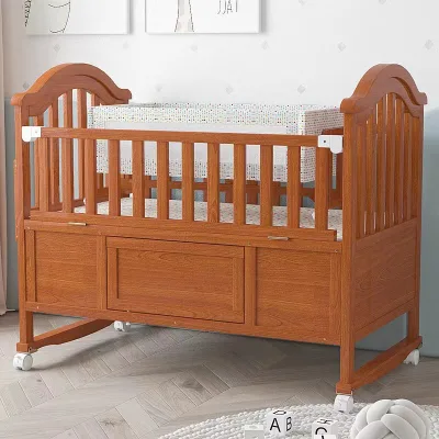 Wholesale Wooden Baby Cribs Child Care Beds 4-in-1 Convertible Crib Natural Wood Baby Crib Bed Furniture Baby Sleep Cot