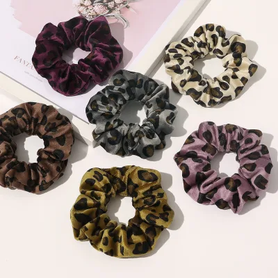 Wholesale Women Fashion Accessories Leopard Print Custom Scrunchies With Logo