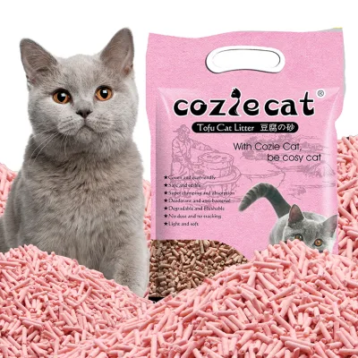 Manufacturer OEM Pink Natural Soy Cat Sand Cheap Organic Pink Honey Peach Flushable Odor Control Dust Free Tofu Cat Sand