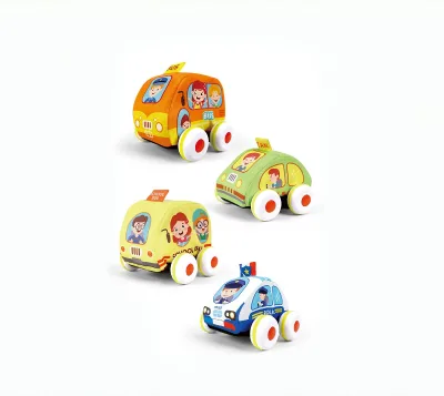 Pull Back Vehicle Sets Cartoon Fabric Cars Easy to Disassemble and Wash Soft and Lightweight for Kids to Play