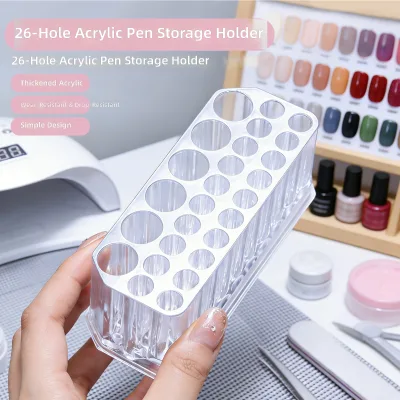 Nail-art Tool Organizer Pen Holder 26-hole Rectangular Thickened Acrylic Brush Sorter Practical Desktop Box Wholesale Nail