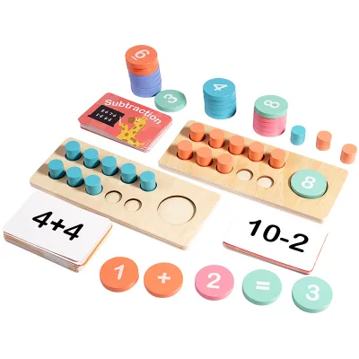 CPC CE Educational Ten Frame Math Toys Maths Teaching Aids Addition Subtraction Wooden Counting Peg Board Math Counting Toys