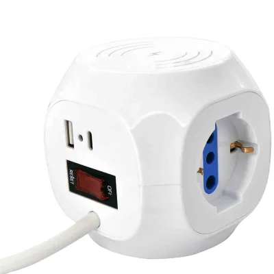 Multi Power Socket Italian Wireless Power Cube Socket with 2USB