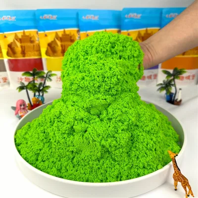 Green Magic Sand 600g Non-Stick Educational Play Sand Toy Set with 6 Molds and 12 Colors Plasticine for Children