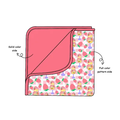 Factory Direct Bamboo Fiber Double Sided Baby Blanket 30x40cm Custom Printed Front Solid Color Back Soft Skin-Friendly