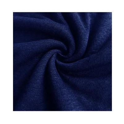 Dark Blue Italian Linen Fabric Pure Linen Knitted Single Jersey Fabric Organic Linen Fabric