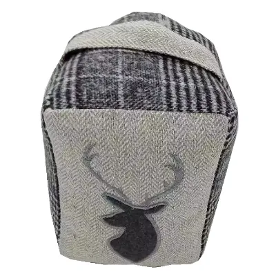 Creative Heavy Grey Check Fabric square Stuffed Sand Bag with Carry Handle Cube Decorative Door Stopper