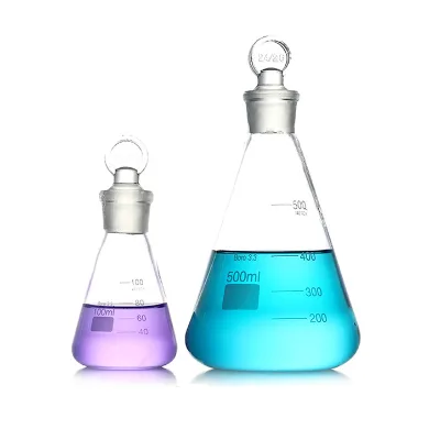 Laboratory Glass Conical Flask with Glass Stopper with Ground Mouth