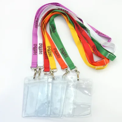 Woven Satin Nylon Polyester Lanyard Custom Logo Blank Plastic Id Badge Holder Printed Lanyard Card Holder Lanyard With Card Case