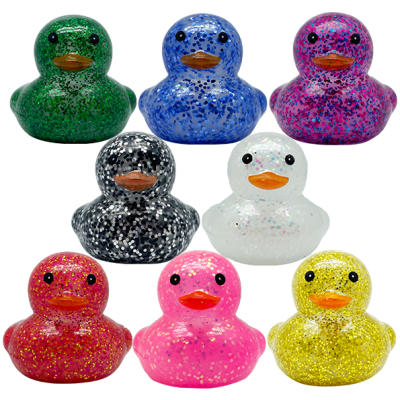 Glitter Rubber Ducks Transparent Plain Gold Duck Shape Ducky Green Race Rubber Ducks