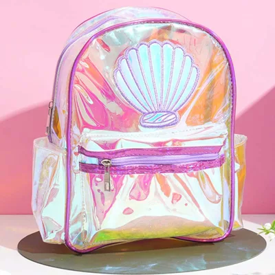 Waterproof Fashion Hologram Backpack Laser Leather Shiny Backpack Daypack Pink TPU Transparent Iridescent Laser Girls Backpack