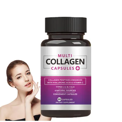 Hydrolyzed Capsules with Biotin Multi-Collagen Complex for Adult Glowing Skin Beauty Supplement Pills