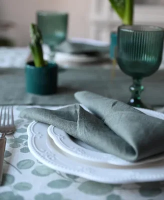 Sage Green Hemstitch Pure Washed Linen Bulk Reusable Wedding Party Restaurant Hotel Table Decor Cloth Napkins Eco Friendly