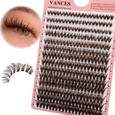 Natural Brown DIY Eyelash Extensions Hot Melt 200pcs/280pcs Clusters Individual Lash Set Cruelty-Free Wholesale Cluster Lashes