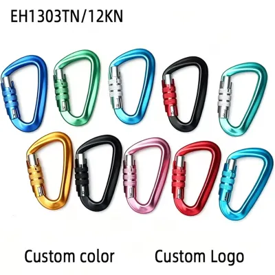 12kn Aluminum 7075 Polished Finish Carabiner with Custom Logo Auto Triact Lock OEM/ODM Brand for Outdoor Adventures