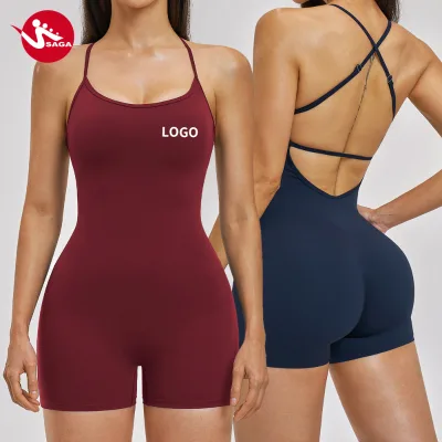 Women's Running Exercise Sports Jumpsuits Adjustable Straps Sports Bra Activewear Fitness Jumpsuit for Gym & Outdoor Workout