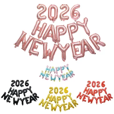 16-inch 2026 Happy New Year Aluminum Foil Balloon-New Year Scene Decoration