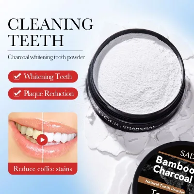 Hot Selling SADOER Natural Activated Charcoal Teeth Whitening Powder Effective Remover Tooth Stains Whitening Tooth Oowder
