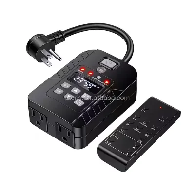 Smart Light Timer Socket with Remote - Compatible with LED Bulbs, Fairy Lights