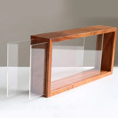 Shadow Jewelry Box Wooden Double-Sided Acrylic American Style Multifunction Portable High-Definition Storage for Dried
