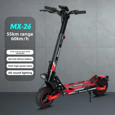 Multifunctional 3-in-1 Electric Scooter Land Snow Ice Use Foldable Adult E-Scooter Dual Suspension 11 Inch Off Road Tire