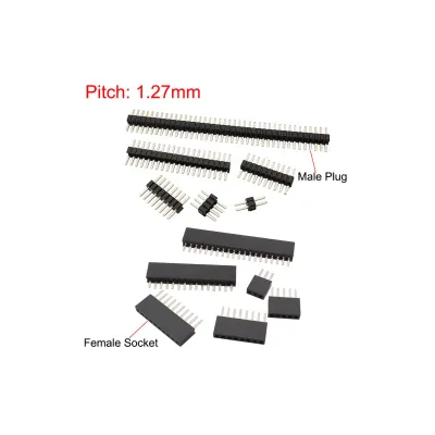 1.27 mm Single Row Male Female Plug Socket Breakaway PCB Board Pin Header Connector 1.27 Strip Pin-header 2P-50 Pin