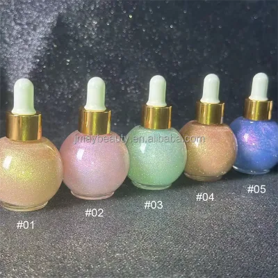 New Trendy Duochrome Effect Face Makeup Liquid Highlighting Shimmer Dewy Glass Holographic Glitter Body Highlighter Oil