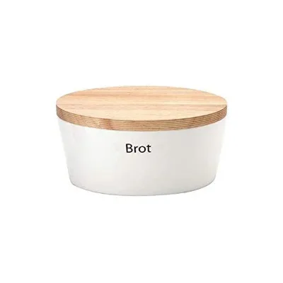 2020 New Design Home Storage Jar Round Ceramic Oval Shape Brot Bread Bin Bread Box with Wooden Lid